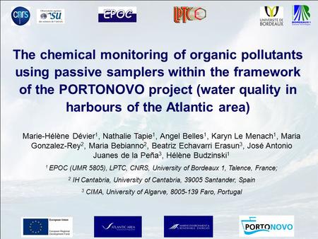 The chemical monitoring of organic pollutants using passive samplers within the framework of the PORTONOVO project (water quality in harbours of the Atlantic.