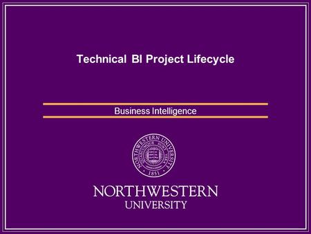 Technical BI Project Lifecycle