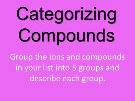 Categorizing Compounds