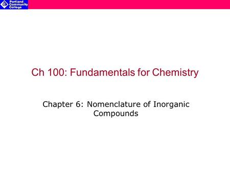 Ch 100: Fundamentals for Chemistry