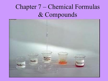 Chapter 7 – Chemical Formulas & Compounds. I. Chemical Names and Formulas All natural and synthetic substances have chemical names, however, most substances.