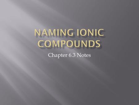 Naming ionic compounds