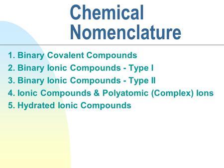 Chemical Nomenclature