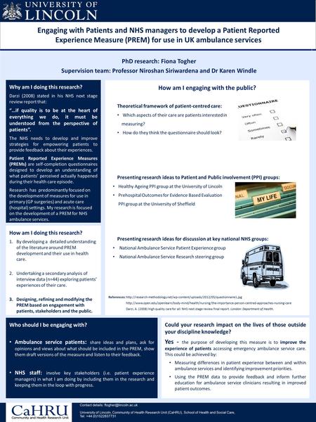 Authors and affiliation Research, University of Sheffield, 3 East Midlands Ambulance Service Study flow Conclusion In addition to measures relating to.