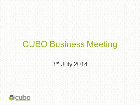 CUBO Business Meeting 3 rd July 2014. CUBO Chair Frances Stone.