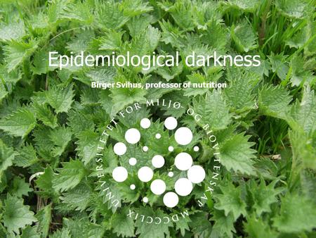 Epidemiological darkness Birger Svihus, professor of nutrition.