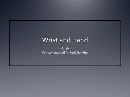 ESAT 3600 Fundamentals of Athletic Training