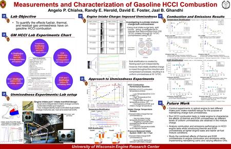 University of Wisconsin Engine Research Center Future Work Approach to Unmixedness Experiments Measurements and Characterization of Gasoline HCCI Combustion.