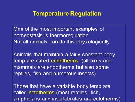 Temperature Regulation