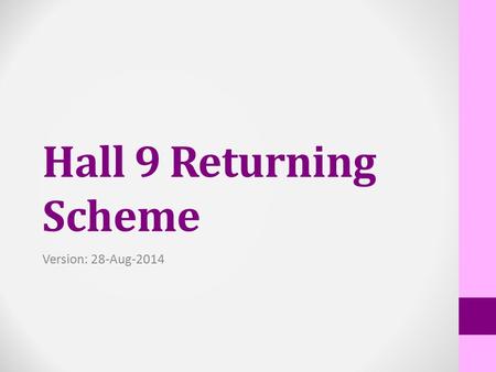 Hall 9 Returning Scheme Version: 28-Aug-2014. Returning Residents Committee Residence Master Three Residence Tutors Three Residents Representatives (Two.