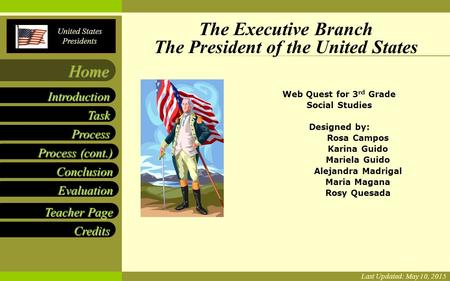 United States Presidents Task Process Conclusion Evaluation Introduction Home Teacher Page Teacher Page Credits Process (cont.) Process (cont.) Based.