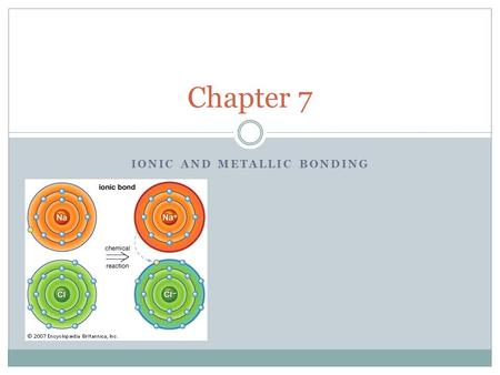 IONIC AND METALLIC BONDING Chapter 7. Objectives You WILL be able to… Determine number of valence electrons in an atom of a representative element Explain.