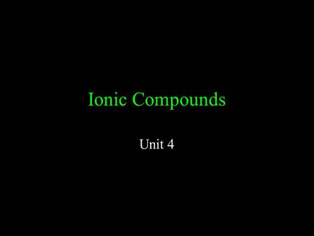 Ionic Compounds Unit 4. Ions An atom is electrically neutral because it has the same # of protons (+) and electrons (-) An atom becomes charged when it.