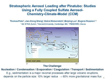 1 Thomas Peter 1, Jian-Xiong Sheng 1, Debra Weisenstein 2, Beiping Luo 1, Eugene Rozanov 1,3 1 IAC ETHZ, Zurich; 2 Harvard University, Cambridge, MA; 3.