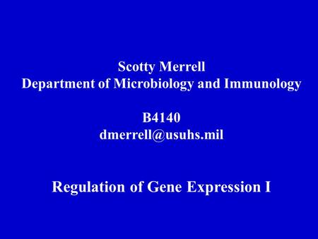 Regulation of Gene Expression I