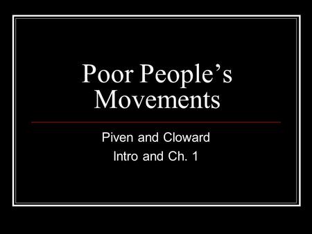 Poor People’s Movements