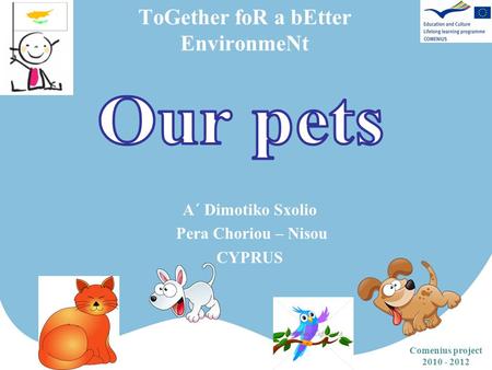 ToGether foR a bEtter EnvironmeNt Comenius project 2010 - 2012 Α΄ Dimotiko Sxolio Pera Choriou – Nisou CYPRUS.