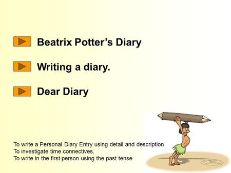 Beatrix Potter’s Diary Writing a diary. Dear Diary