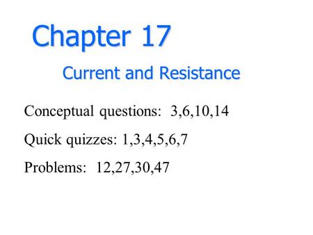 Current and Resistance