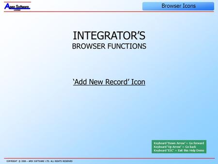 COPYRIGHT © 2008 – APEX SOFTWARE LTD. ALL RIGHTS RESERVED Human Resources COPYRIGHT © 2008 – APEX SOFTWARE LTD. ALL RIGHTS RESERVED Browser Icons INTEGRATOR’S.