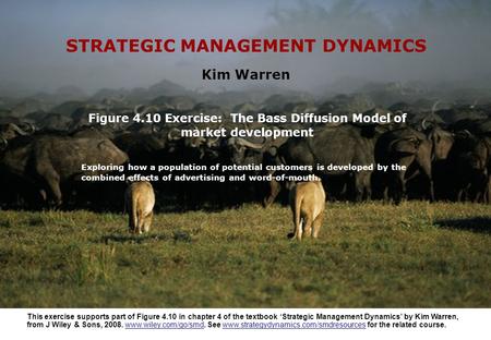 Figure 4.10 Exercise: The Bass Diffusion Model of market development Exploring how a population of potential customers is developed by the combined effects.