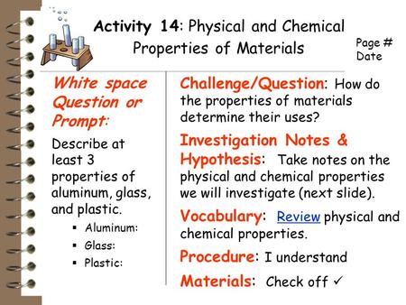 Activity 14: Physical and Chemical Properties of Materials