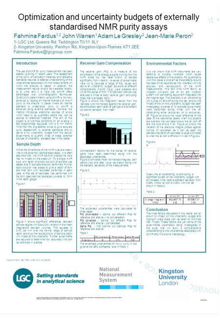 Introduction The use of qNMR for purity measurement has been steadily growing in recent years. The assessment of the purity of calibration materials and.