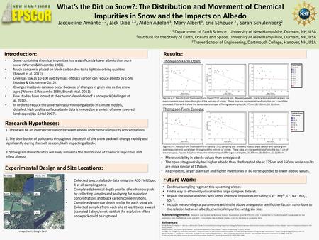 What’s the Dirt on Snow?: The Distribution and Movement of Chemical Impurities in Snow and the Impacts on Albedo Introduction: Snow containing chemical.