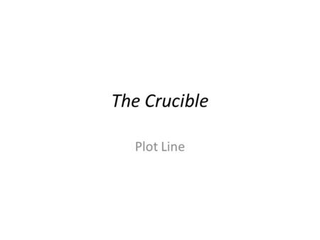 The Crucible Plot Line. EXPOSTION Salem, Spring, 1692 Background: Religion, Theocracy, importance of reputation, land disputes *Abigail is confronted.