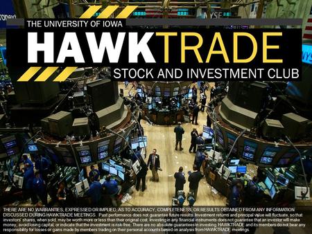 THERE ARE NO WARRANTIES, EXPRESSED OR IMPLIED, AS TO ACCURACY, COMPLETENESS, OR RESULTS OBTAINED FROM ANY INFORMATION DISCUSSED DURING HAWKTRADE MEETINGS.