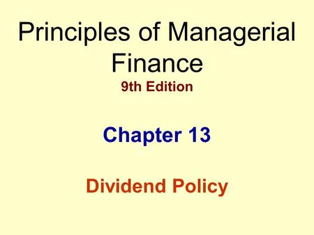 Principles of Managerial Finance 9th Edition