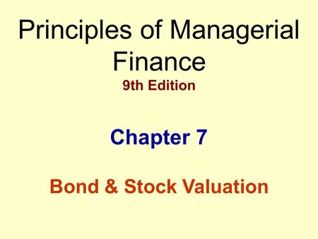 Principles of Managerial Finance 9th Edition