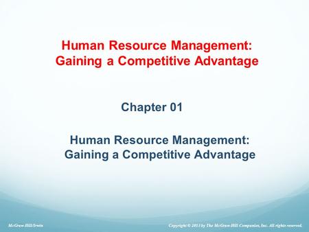 Human Resource Management: Gaining a Competitive Advantage