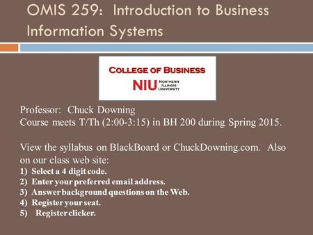 OMIS 259: Introduction to Business Information Systems