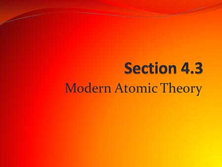 Modern Atomic Theory. Quick Review Dalton – Indivisible, solid spheres Thomson – Deflected Beam experiment – Plum Pudding Model (aka Chocolate Chip ice.