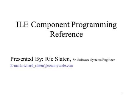 ILE Component Programming Reference