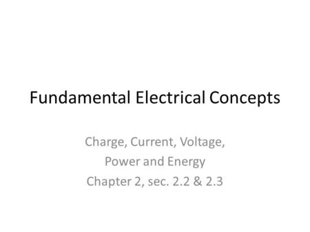 Fundamental Electrical Concepts