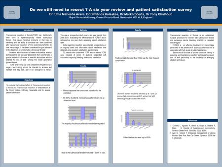 TEMPLATE DESIGN © 2008 www.PosterPresentations.com Do we still need to resect ? A six year review and patient satisfaction survey Dr Uma Mahesha Arava,