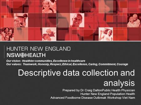 Our vision: Healthier communities, Excellence in healthcare Our values: Teamwork, Honesty, Respect, Ethical, Excellence, Caring, Commitment, Courage Descriptive.