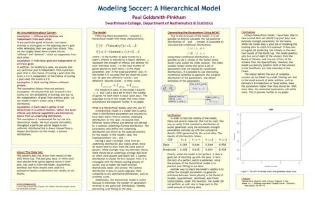 The Model Following these assumptions, I propose a hierarchical model with these characteristics: where is the number of goals scored by a team’s offense.