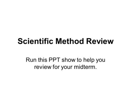 Scientific Method Review