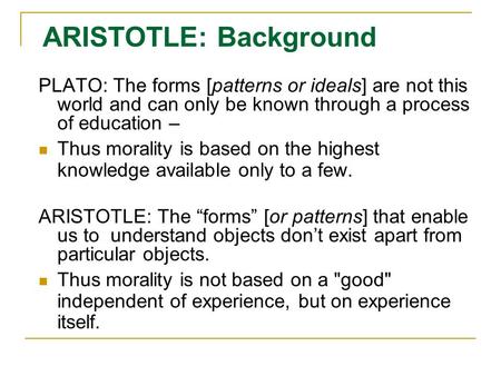 ARISTOTLE: Background