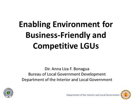 Enabling Environment for Business-Friendly and Competitive LGUs