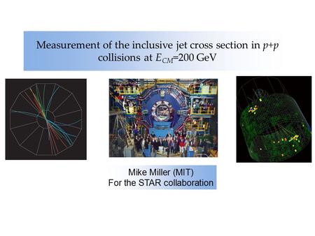 Measurement of the inclusive jet cross section in p+p collisions at E CM =200 GeV Mike Miller (MIT) For the STAR collaboration.