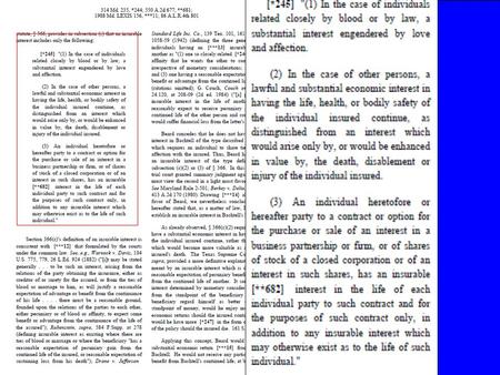 Maryland Insurance 12-201 (b) Insurable interest. -- (2) (i) For individuals related closely by blood or law, a substantial interest engendered by love.