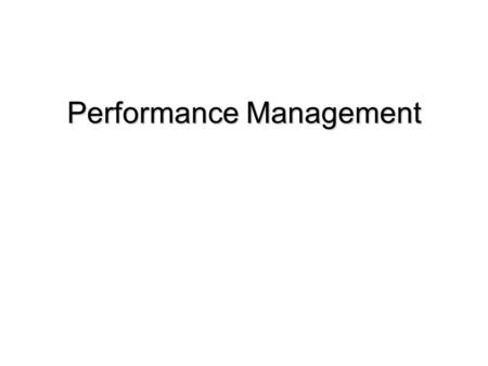 Performance Management