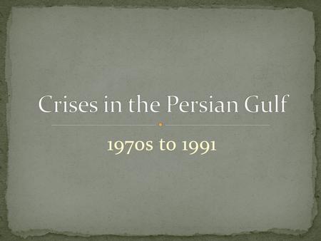 1970s to 1991. OPEC- Organization of Petroleum Exporting Countries A cartel of nations that tries to control oil supply and production and thus controls.