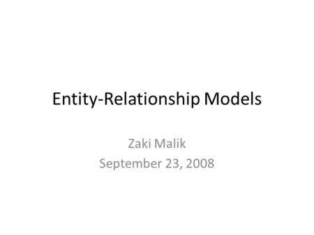 Entity-Relationship Models