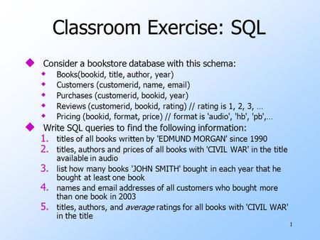 Classroom Exercise: SQL