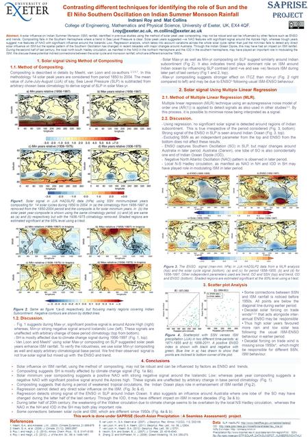 Solar influence on ISM rainfall, using the method of compositing, may not be robust and can be influenced by factors as ENSO and trends. Compositing suggests.